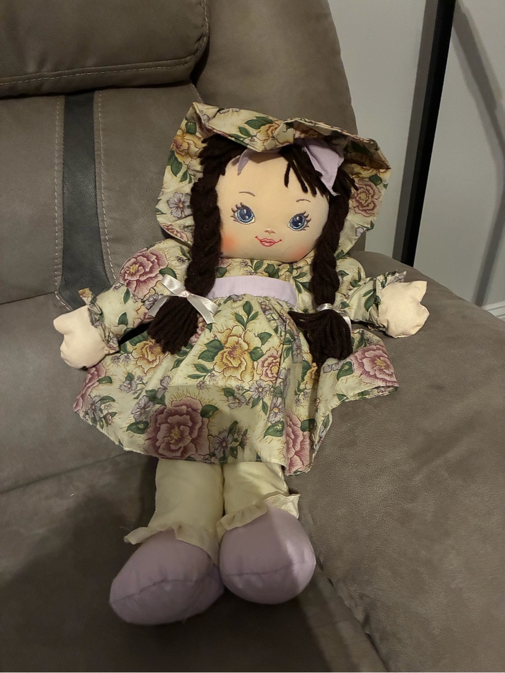 Floral Cotton Rag Doll with Lavender Accents